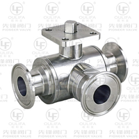 Sanitary Tri-Clamp 3-Way Ball Valve Food Processing